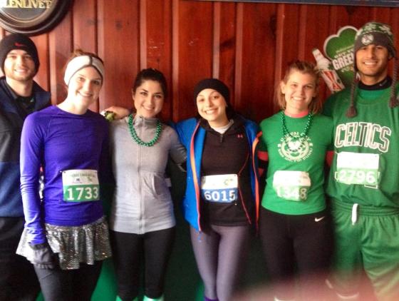 A prerace photo with my friends before the Holyoke St. Patrick's Day 10-K!